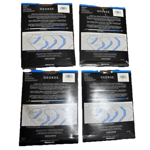 4*NEW VTG George Fashion Pinstripe Control Top Legwear Coffee Medium‎ Bundle - Picture 4 of 5